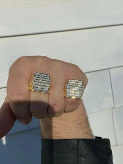 Mens REAL Solid 925 Sterling Silver 14k Gold Finish Iced Baguette CZ HipHop Ring 21 Mens REAL Solid 925 Sterling Silver 14k Gold Finish Iced Baguette CZ HipHop Ring -Harlem Bling Shop harlembling mens real solid 925 sterling silver 14k gold finish iced baguette cz hiphop ring 49852.1664393908