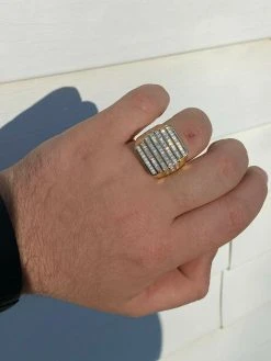 Mens REAL Solid 925 Sterling Silver 14k Gold Finish Iced Baguette CZ HipHop Ring 20 Mens REAL Solid 925 Sterling Silver 14k Gold Finish Iced Baguette CZ HipHop Ring -Harlem Bling Shop harlembling mens real solid 925 sterling silver 14k gold finish iced baguette cz hiphop ring 53061.1664396650