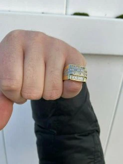 Mens REAL Solid 925 Sterling Silver 14k Gold Finish Iced Baguette CZ Square Ring 23 Mens REAL Solid 925 Sterling Silver 14k Gold Finish Iced Baguette CZ Square Ring -Harlem Bling Shop harlembling mens real solid 925 sterling silver 14k gold finish iced baguette cz square ring 80908.1664378647