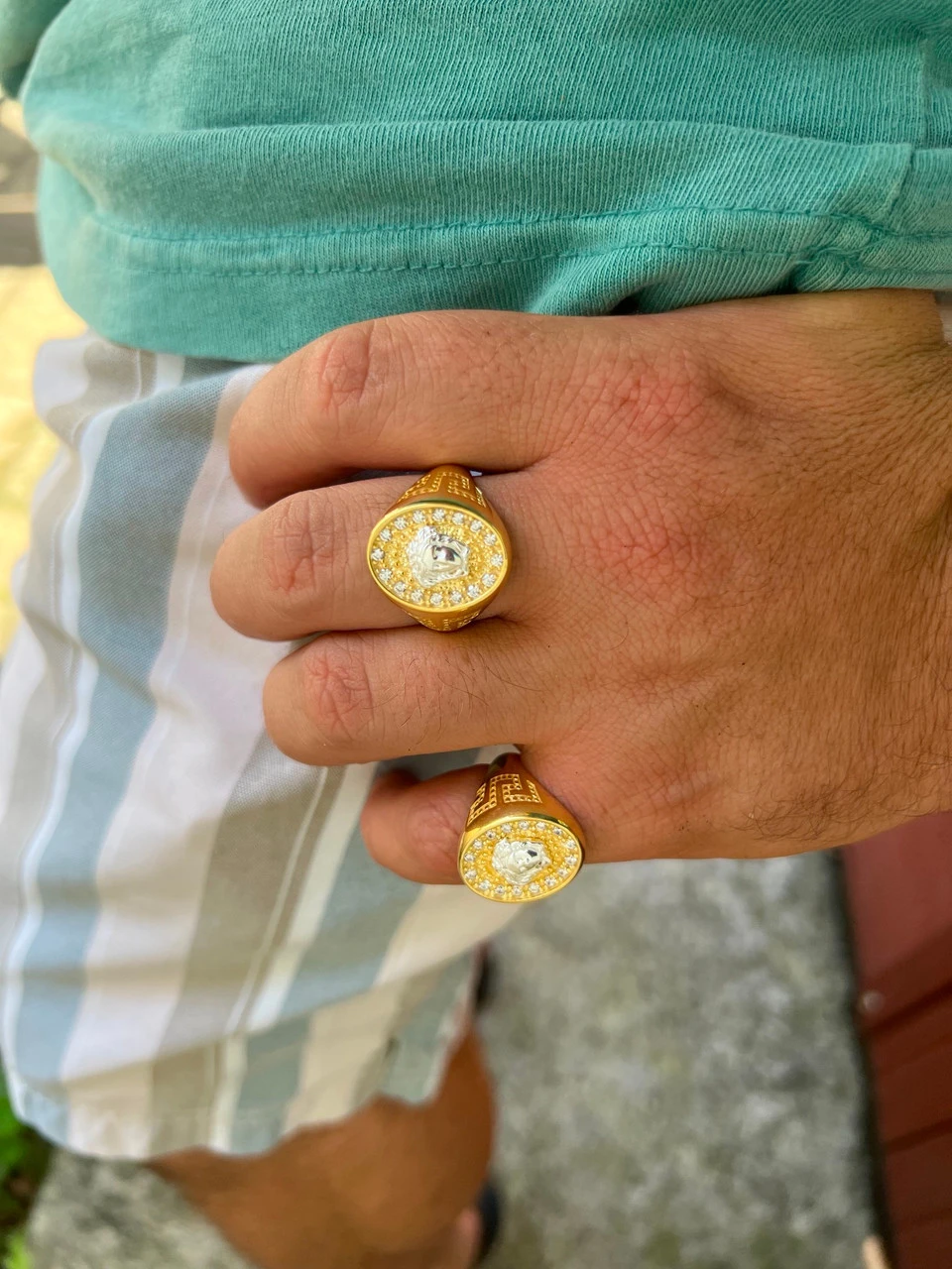 Mens Real Solid 925 Sterling Silver 14k Gold Vermeil Medusa Hip Hop Ring Sz 7-13 8 Mens Real Solid 925 Sterling Silver 14k Gold Vermeil Medusa Hip Hop Ring Sz 7-13 - Image 6