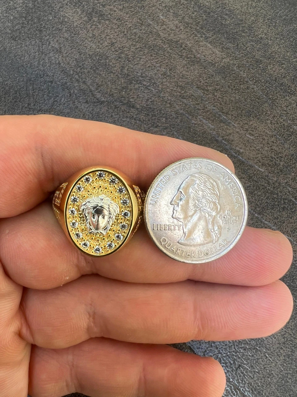 Mens Real Solid 925 Sterling Silver 14k Gold Vermeil Medusa Hip Hop Ring Sz 7-13 6 Mens Real Solid 925 Sterling Silver 14k Gold Vermeil Medusa Hip Hop Ring Sz 7-13 - Image 4