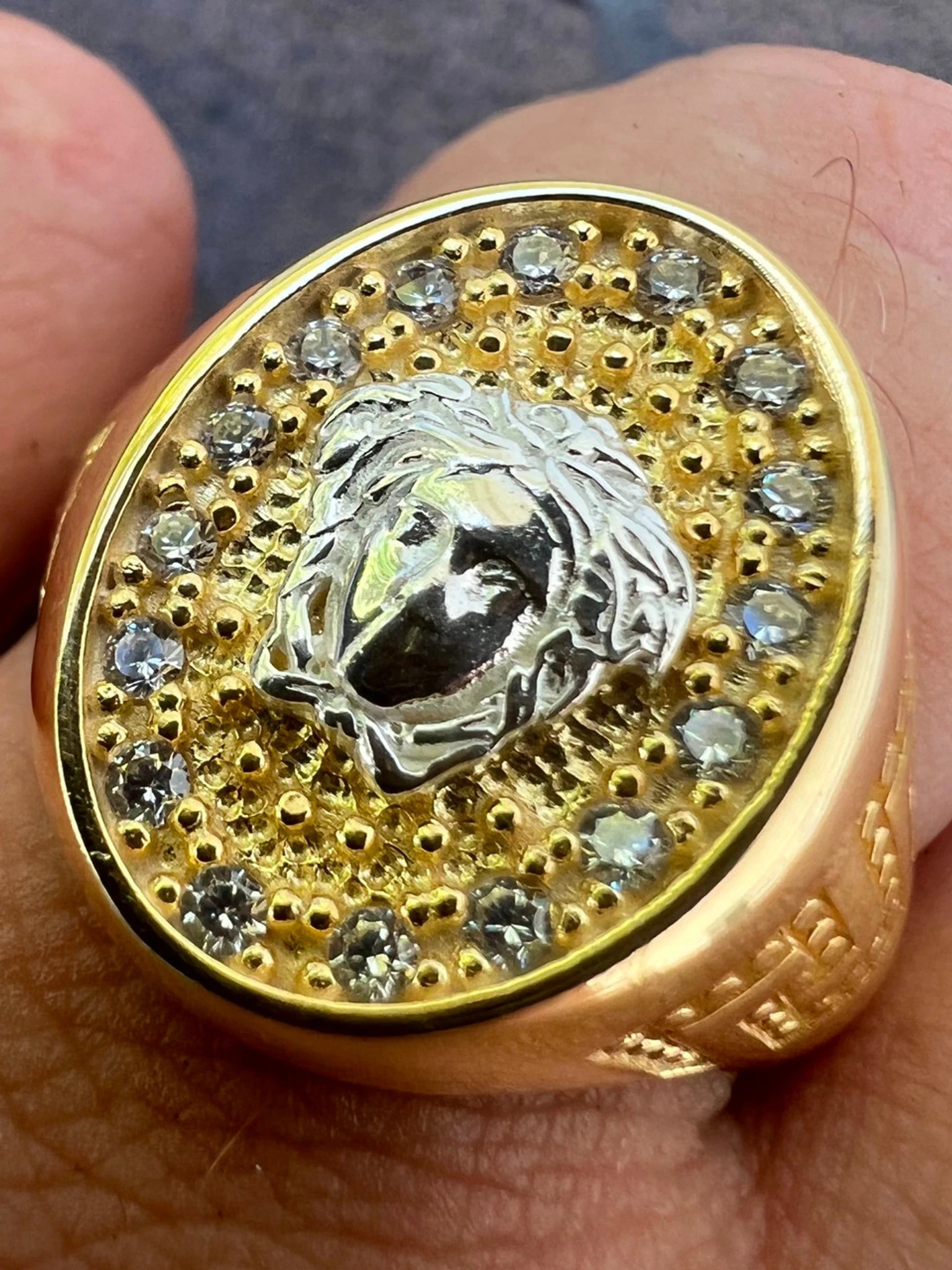 Mens Real Solid 925 Sterling Silver 14k Gold Vermeil Medusa Hip Hop Ring Sz 7-13 3 Mens Real Solid 925 Sterling Silver 14k Gold Vermeil Medusa Hip Hop Ring Sz 7-13