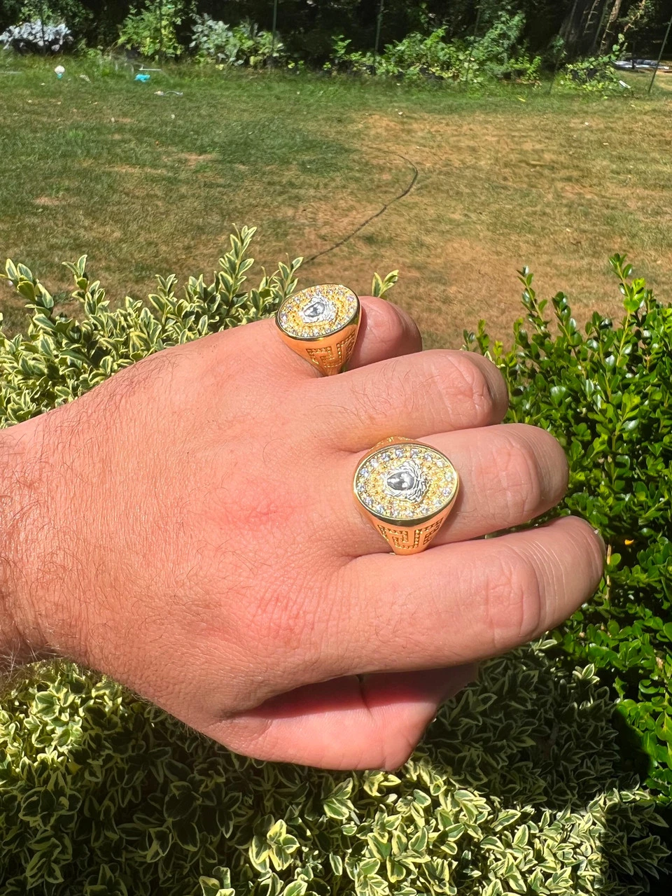 Mens Real Solid 925 Sterling Silver 14k Gold Vermeil Medusa Hip Hop Ring Sz 7-13 9 Mens Real Solid 925 Sterling Silver 14k Gold Vermeil Medusa Hip Hop Ring Sz 7-13 - Image 7