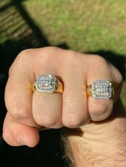Mens Real Solid 925 Sterling Silver 14k Gold Vermeil Ring Iced Baguette Diamond 18 Mens Real Solid 925 Sterling Silver 14k Gold Vermeil Ring Iced Baguette Diamond -Harlem Bling Shop harlembling mens real solid 925 sterling silver 14k gold vermeil ring iced baguette diamond 06683.1664394196