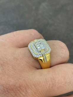 Mens Real Solid 925 Sterling Silver 14k Gold Vermeil Ring Iced Baguette Diamond 16 Mens Real Solid 925 Sterling Silver 14k Gold Vermeil Ring Iced Baguette Diamond -Harlem Bling Shop harlembling mens real solid 925 sterling silver 14k gold vermeil ring iced baguette diamond 37331.1664388578