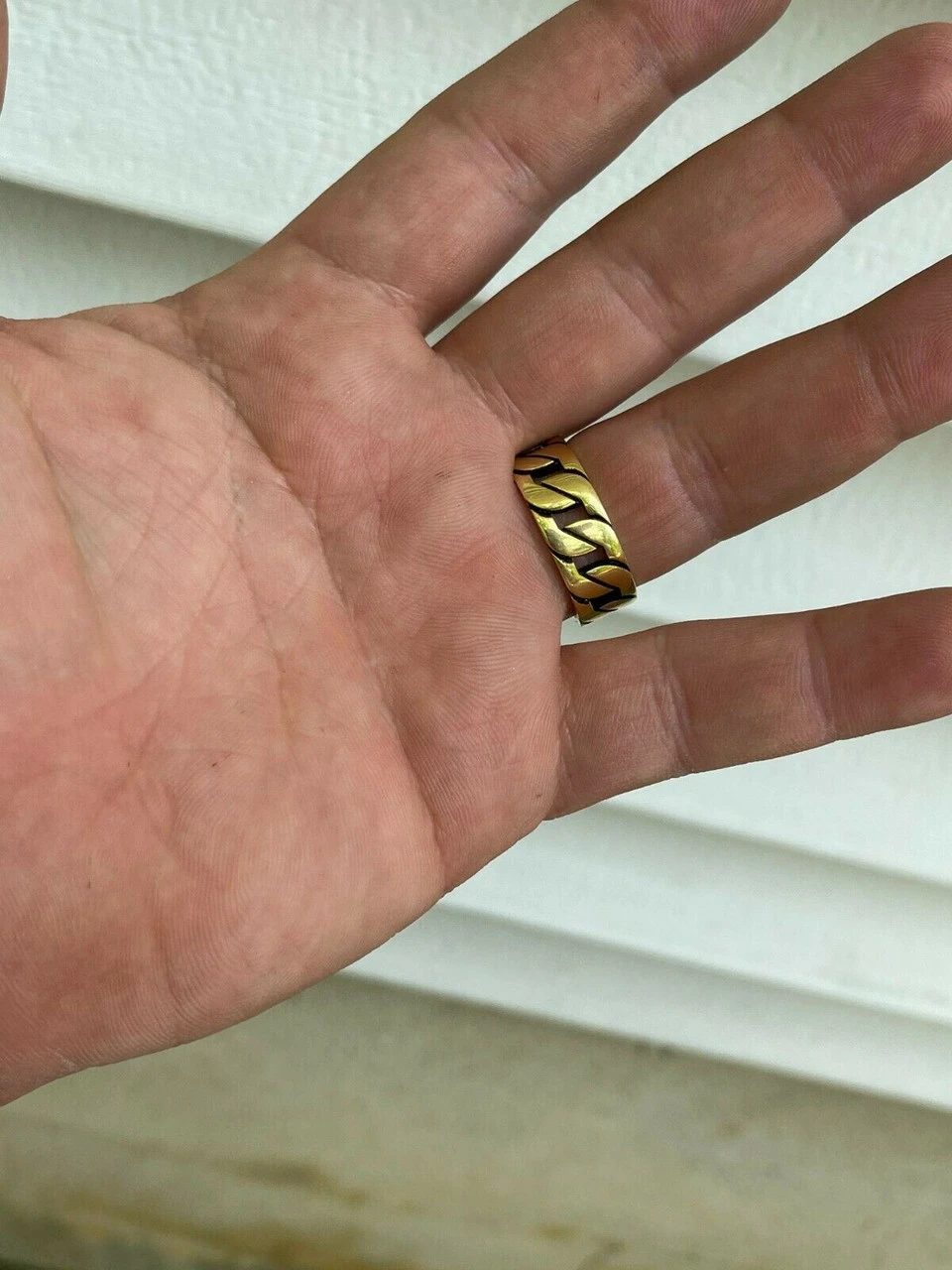 Mens Real Solid 925 Sterling Silver 14k Gold Vermeil Ring Miami Cuban Link Band 7 Mens Real Solid 925 Sterling Silver 14k Gold Vermeil Ring Miami Cuban Link Band - Image 5