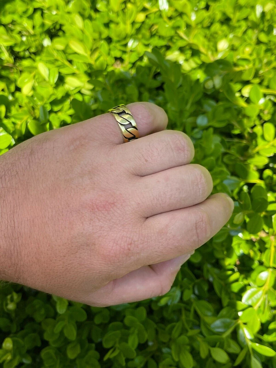 Mens Real Solid 925 Sterling Silver 14k Gold Vermeil Ring Miami Cuban Link Band 12 Mens Real Solid 925 Sterling Silver 14k Gold Vermeil Ring Miami Cuban Link Band - Image 10