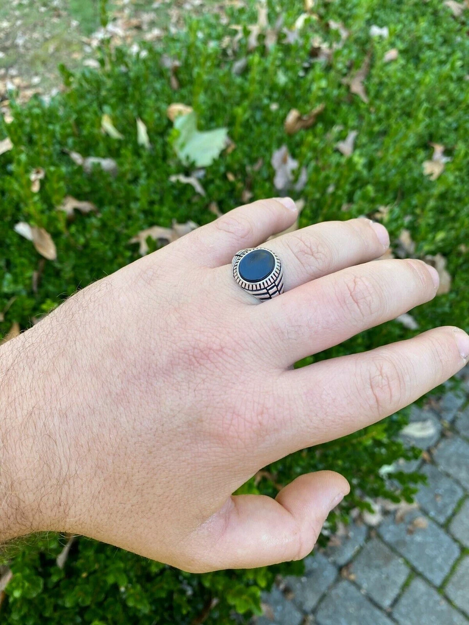 Mens Real Solid 925 Sterling Silver Black Onyx Signet Ring Round Pinky Sz 7-13 11 Mens Real Solid 925 Sterling Silver Black Onyx Signet Ring Round Pinky Sz 7-13 - Image 9