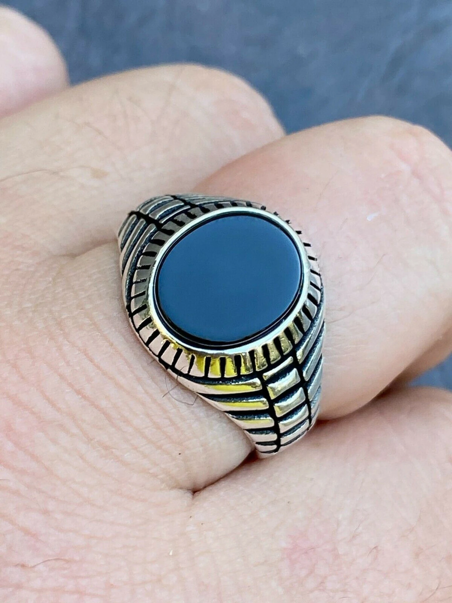 Mens Real Solid 925 Sterling Silver Black Onyx Signet Ring Round Pinky Sz 7-13 3 Mens Real Solid 925 Sterling Silver Black Onyx Signet Ring Round Pinky Sz 7-13