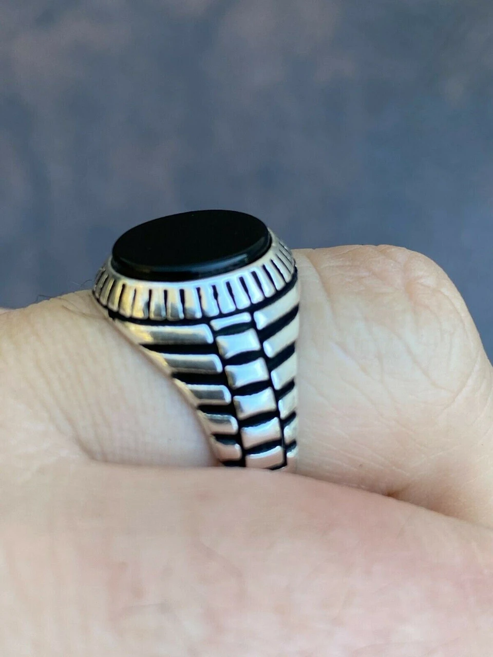 Mens Real Solid 925 Sterling Silver Black Onyx Signet Ring Round Pinky Sz 7-13 12 Mens Real Solid 925 Sterling Silver Black Onyx Signet Ring Round Pinky Sz 7-13 - Image 10