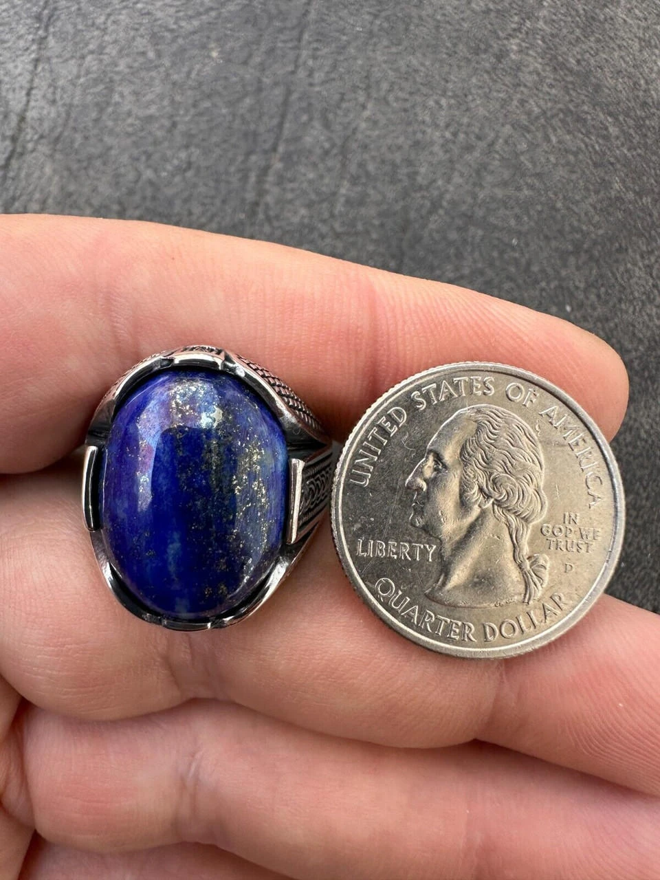 Mens Real Solid 925 Sterling Silver Blue Lapis Lazuli Gemstone Ring Sizes 6-13 12 Mens Real Solid 925 Sterling Silver Blue Lapis Lazuli Gemstone Ring Sizes 6-13 - Image 10