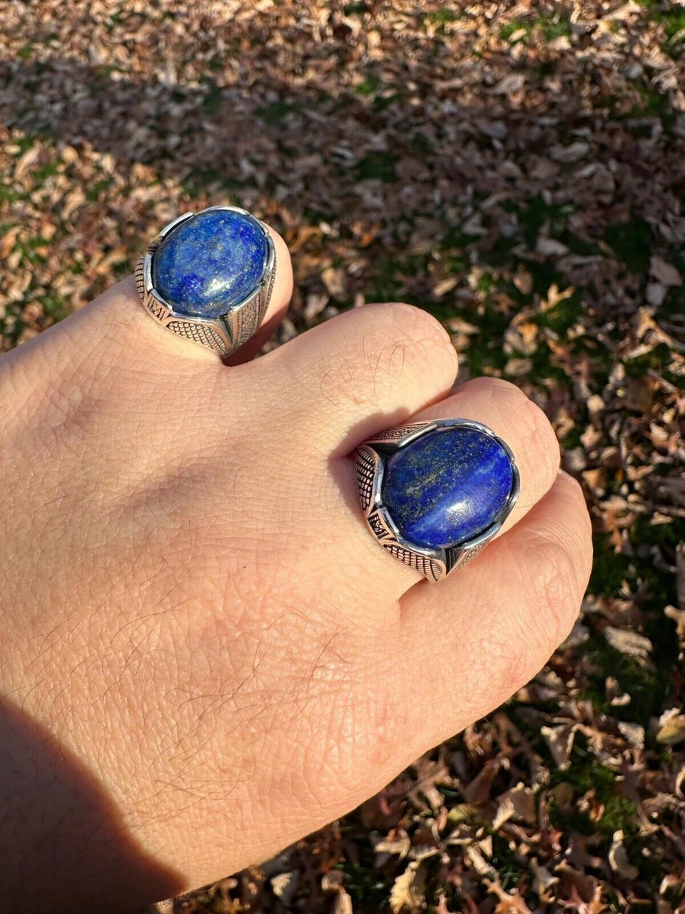 Mens Real Solid 925 Sterling Silver Blue Lapis Lazuli Gemstone Ring Sizes 6-13 8 Mens Real Solid 925 Sterling Silver Blue Lapis Lazuli Gemstone Ring Sizes 6-13 - Image 6