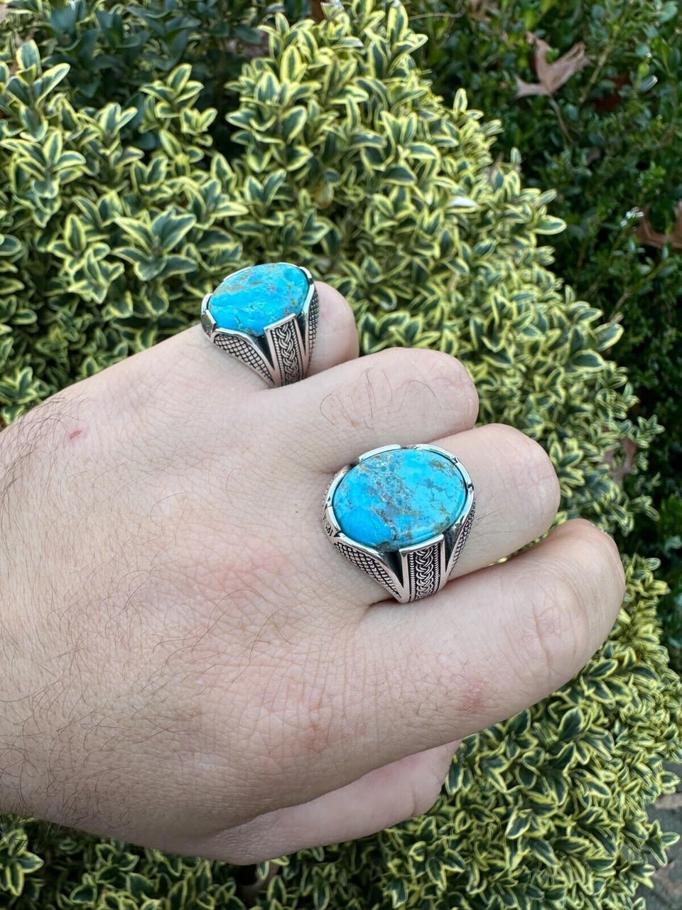 Mens Real Solid 925 Sterling Silver Blue Turquoise Natural Native Gemstone Ring 13 Mens Real Solid 925 Sterling Silver Blue Turquoise Natural Native Gemstone Ring - Image 11