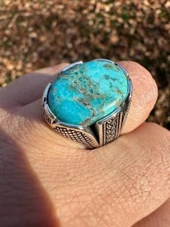 Mens Real Solid 925 Sterling Silver Blue Turquoise Natural Native Gemstone Ring 39 Mens Real Solid 925 Sterling Silver Blue Turquoise Natural Native Gemstone Ring -Harlem Bling Shop harlembling mens real solid 925 sterling silver blue turquoise natural native gemstone ring 94313.1700280255