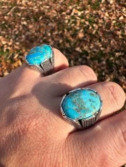 Mens Real Solid 925 Sterling Silver Blue Turquoise Natural Native Gemstone Ring 38 Mens Real Solid 925 Sterling Silver Blue Turquoise Natural Native Gemstone Ring -Harlem Bling Shop harlembling mens real solid 925 sterling silver blue turquoise natural native gemstone ring 96770.1700280338
