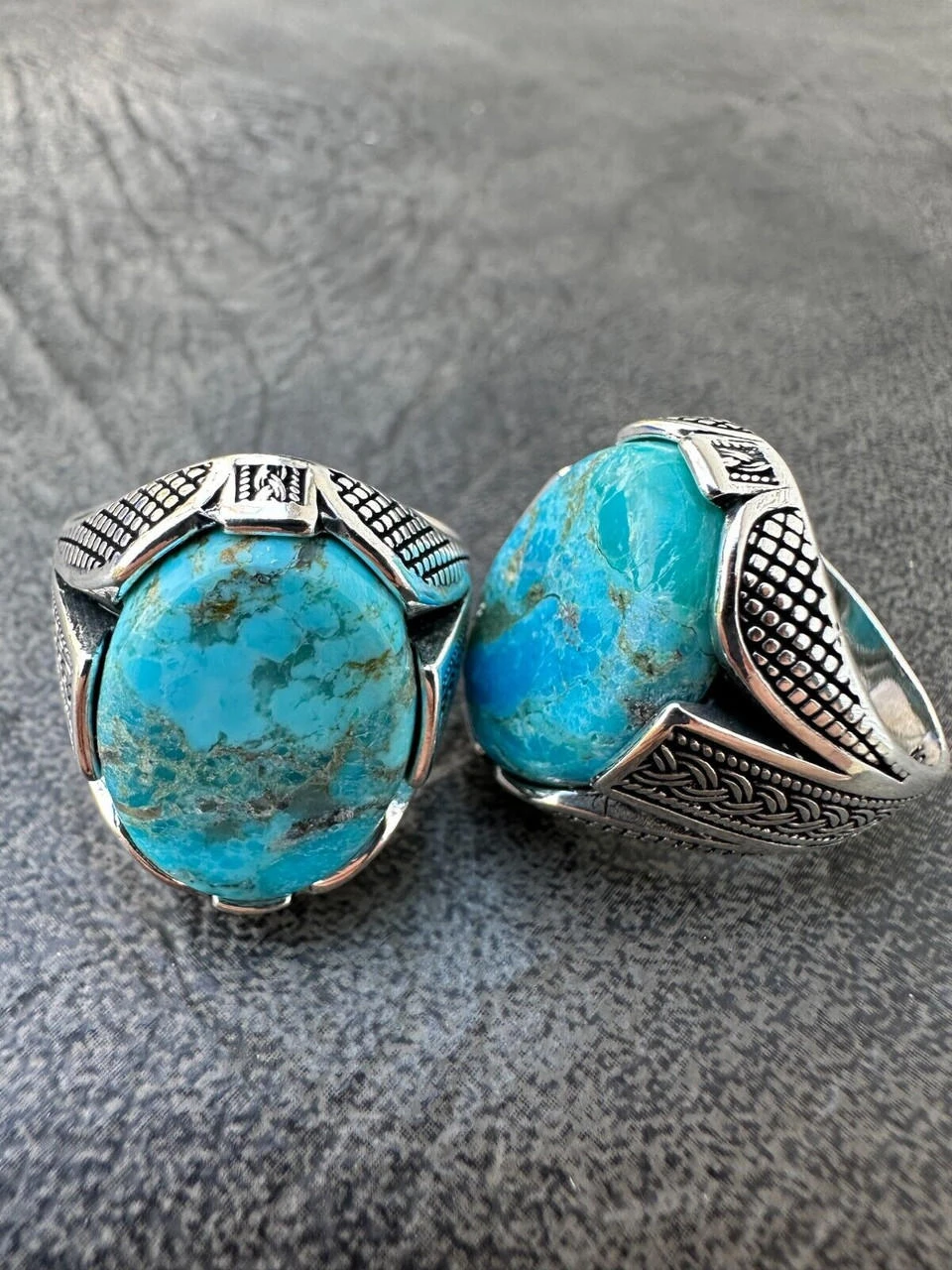 Mens Real Solid 925 Sterling Silver Blue Turquoise Natural Native Gemstone Ring 7 Mens Real Solid 925 Sterling Silver Blue Turquoise Natural Native Gemstone Ring - Image 5