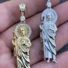 Men's Real Solid 925 Sterling Silver / Gold St Jude San Judas Tadeo Iced Pendant 2 Men's Real Solid 925 Sterling Silver / Gold St Jude San Judas Tadeo Iced Pendant -Harlem Bling Shop harlembling mens real solid 925 sterling silver gold st jude san judas tadeo iced pendant 31338.1664387515