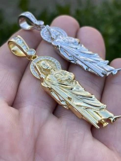 Men's Real Solid 925 Sterling Silver / Gold St Jude San Judas Tadeo Iced Pendant 16 Men's Real Solid 925 Sterling Silver / Gold St Jude San Judas Tadeo Iced Pendant -Harlem Bling Shop harlembling mens real solid 925 sterling silver gold st jude san judas tadeo iced pendant 35256.1664371196