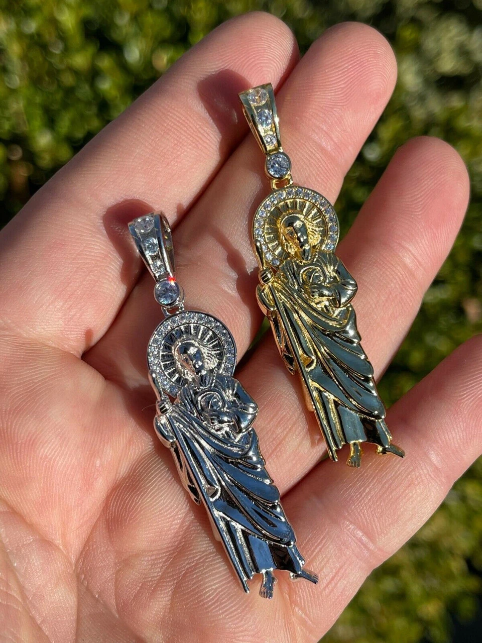 Men's Real Solid 925 Sterling Silver / Gold St Jude San Judas Tadeo Iced Pendant 11 Men's Real Solid 925 Sterling Silver / Gold St Jude San Judas Tadeo Iced Pendant - Image 9