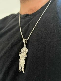 Men's Real Solid 925 Sterling Silver / Gold St Jude San Judas Tadeo Iced Pendant 22 Men's Real Solid 925 Sterling Silver / Gold St Jude San Judas Tadeo Iced Pendant -Harlem Bling Shop harlembling mens real solid 925 sterling silver gold st jude san judas tadeo iced pendant 46583.1664384633