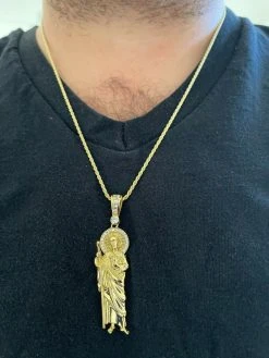 Men's Real Solid 925 Sterling Silver / Gold St Jude San Judas Tadeo Iced Pendant 23 Men's Real Solid 925 Sterling Silver / Gold St Jude San Judas Tadeo Iced Pendant -Harlem Bling Shop harlembling mens real solid 925 sterling silver gold st jude san judas tadeo iced pendant 50954.1664371228