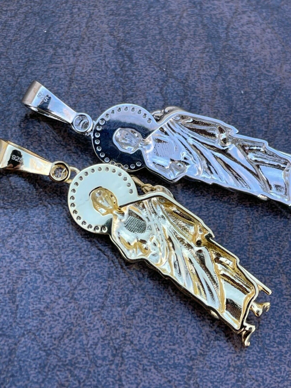 Men's Real Solid 925 Sterling Silver / Gold St Jude San Judas Tadeo Iced Pendant 9 Men's Real Solid 925 Sterling Silver / Gold St Jude San Judas Tadeo Iced Pendant - Image 7