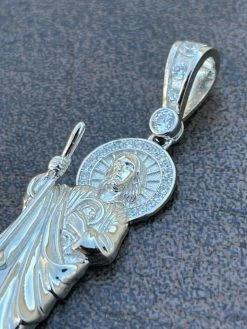 Men's Real Solid 925 Sterling Silver / Gold St Jude San Judas Tadeo Iced Pendant 18 Men's Real Solid 925 Sterling Silver / Gold St Jude San Judas Tadeo Iced Pendant -Harlem Bling Shop harlembling mens real solid 925 sterling silver gold st jude san judas tadeo iced pendant 60363.1665669470