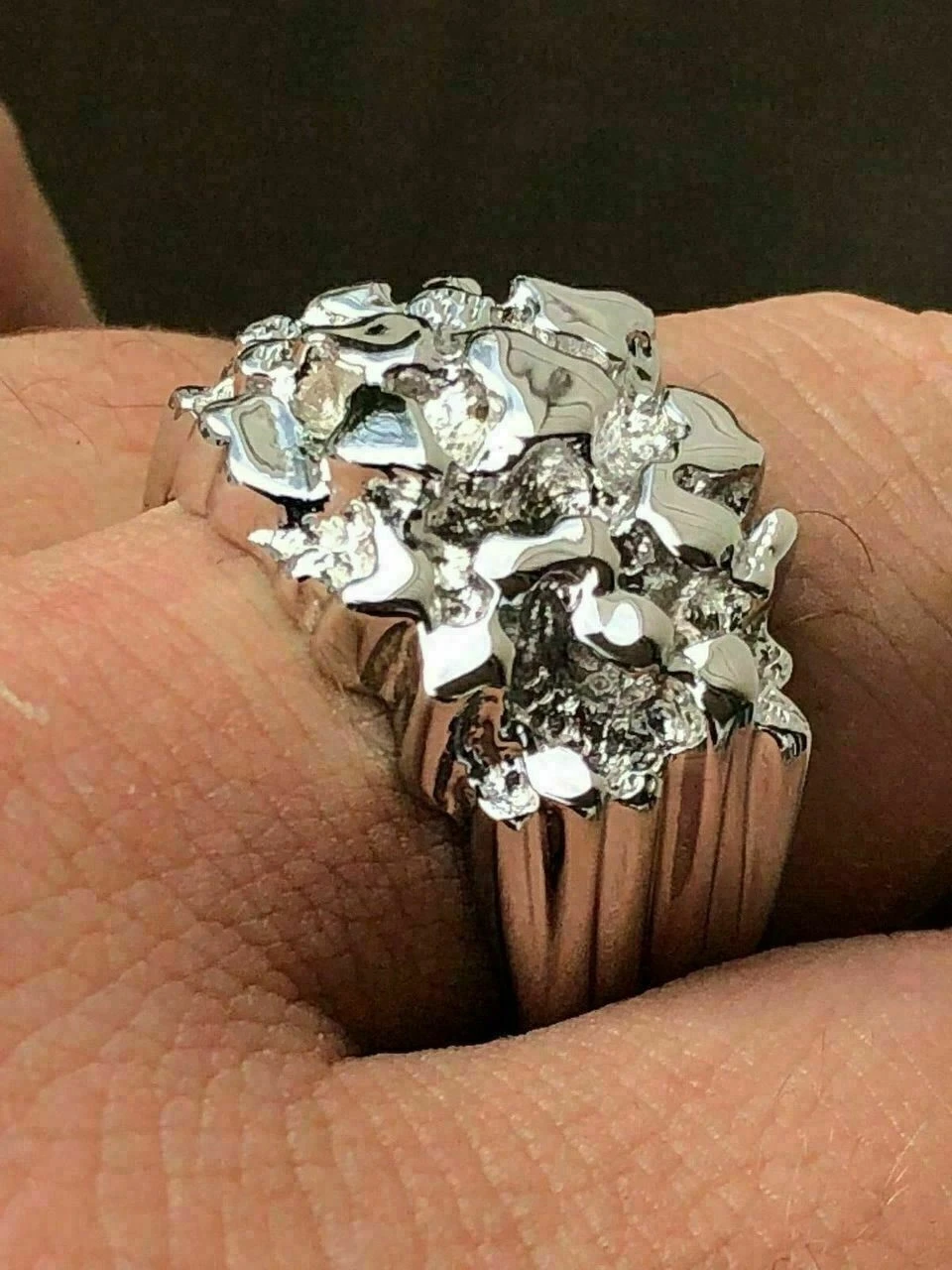 Men's REAL Solid 925 Sterling Silver Heavy Nugget Ring 8 Men's REAL Solid 925 Sterling Silver Heavy Nugget Ring - Image 6