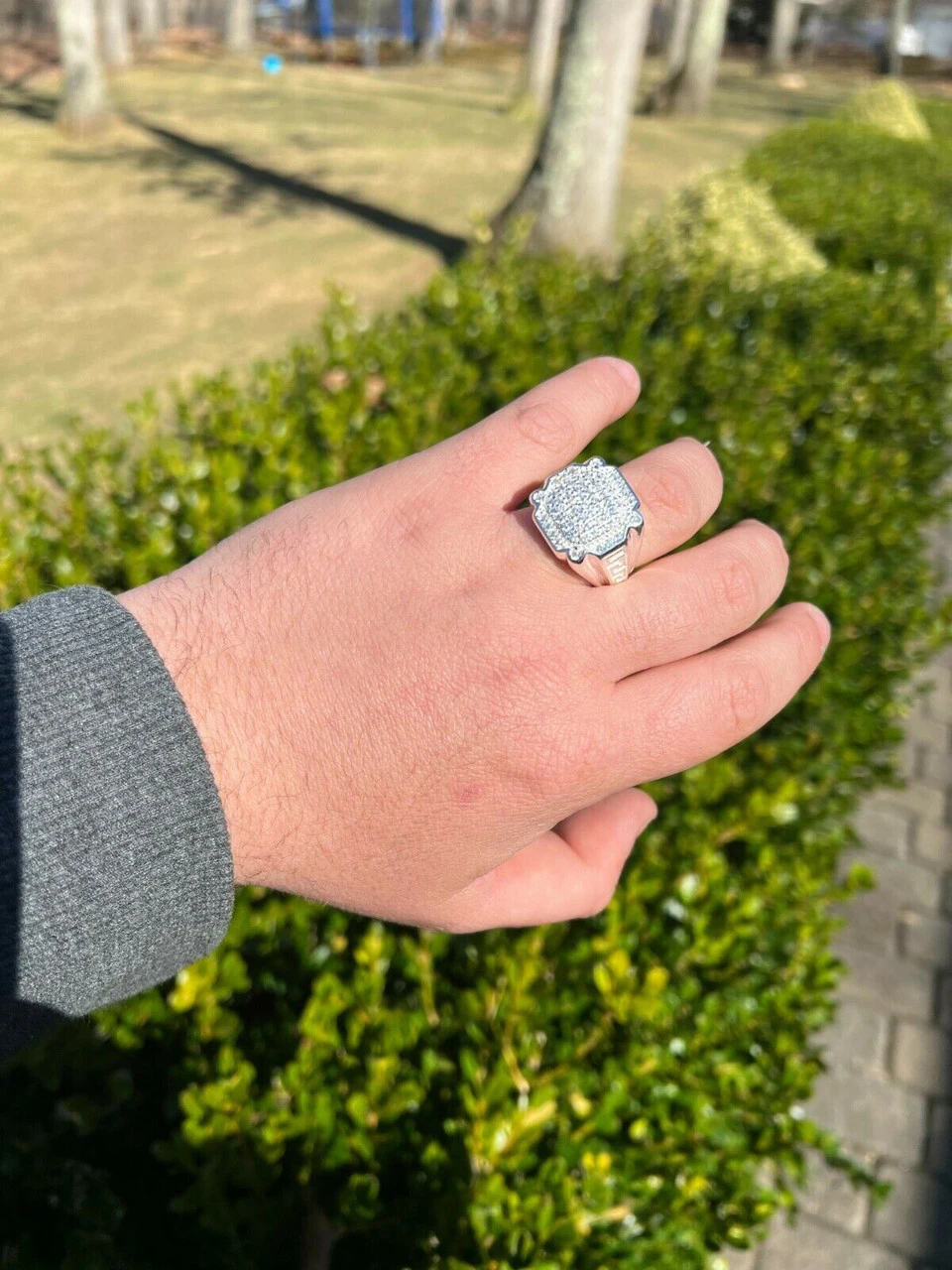 Mens Real Solid 925 Sterling Silver Ice Diamond Ring Hip Hop Pinky Or Any Finger 7 Mens Real Solid 925 Sterling Silver Ice Diamond Ring Hip Hop Pinky Or Any Finger - Image 5