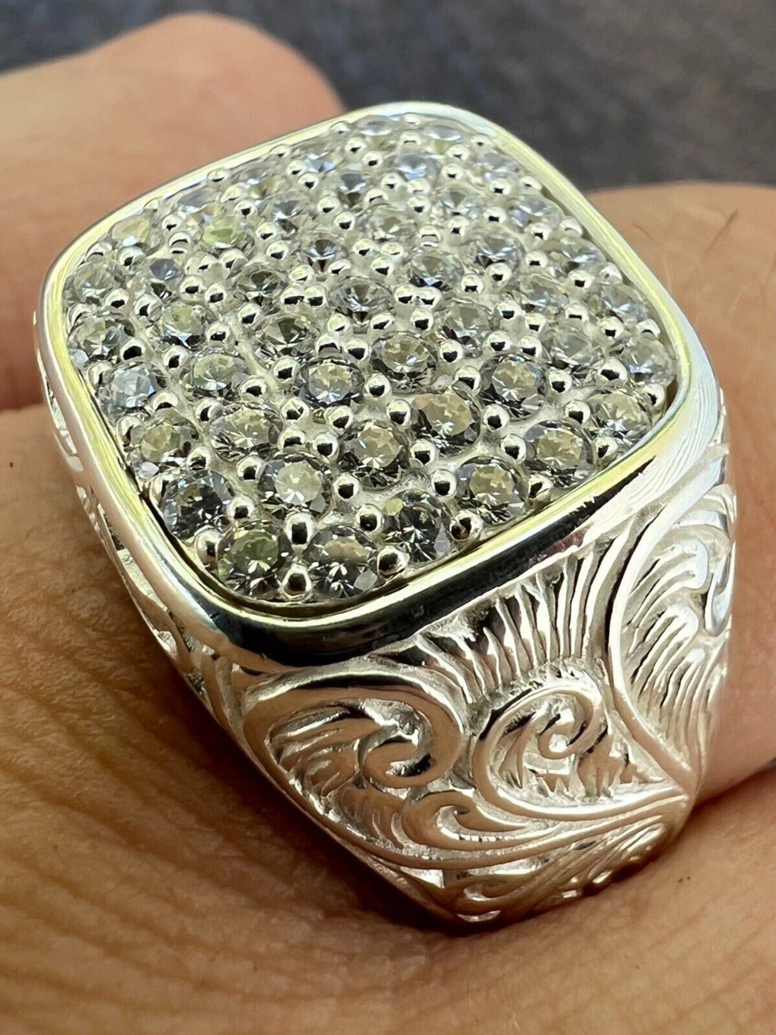 Mens Real Solid 925 Sterling Silver Iced CZ Ring Hip Hop Size 7 8 9 10 11 12 13 3 Mens Real Solid 925 Sterling Silver Iced CZ Ring Hip Hop Size 7 8 9 10 11 12 13