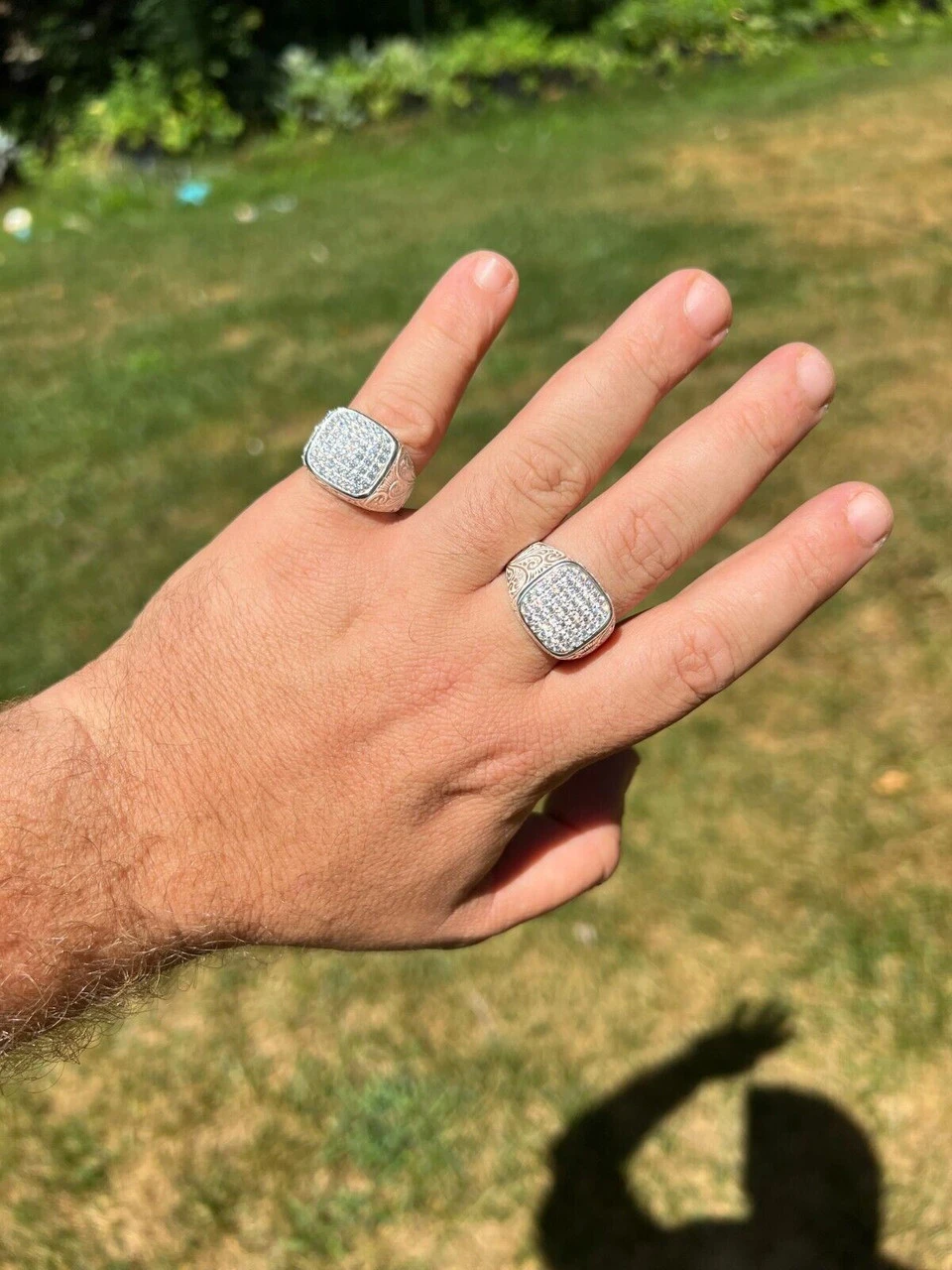 Mens Real Solid 925 Sterling Silver Iced CZ Ring Hip Hop Size 7 8 9 10 11 12 13 4 Mens Real Solid 925 Sterling Silver Iced CZ Ring Hip Hop Size 7 8 9 10 11 12 13 - Image 2