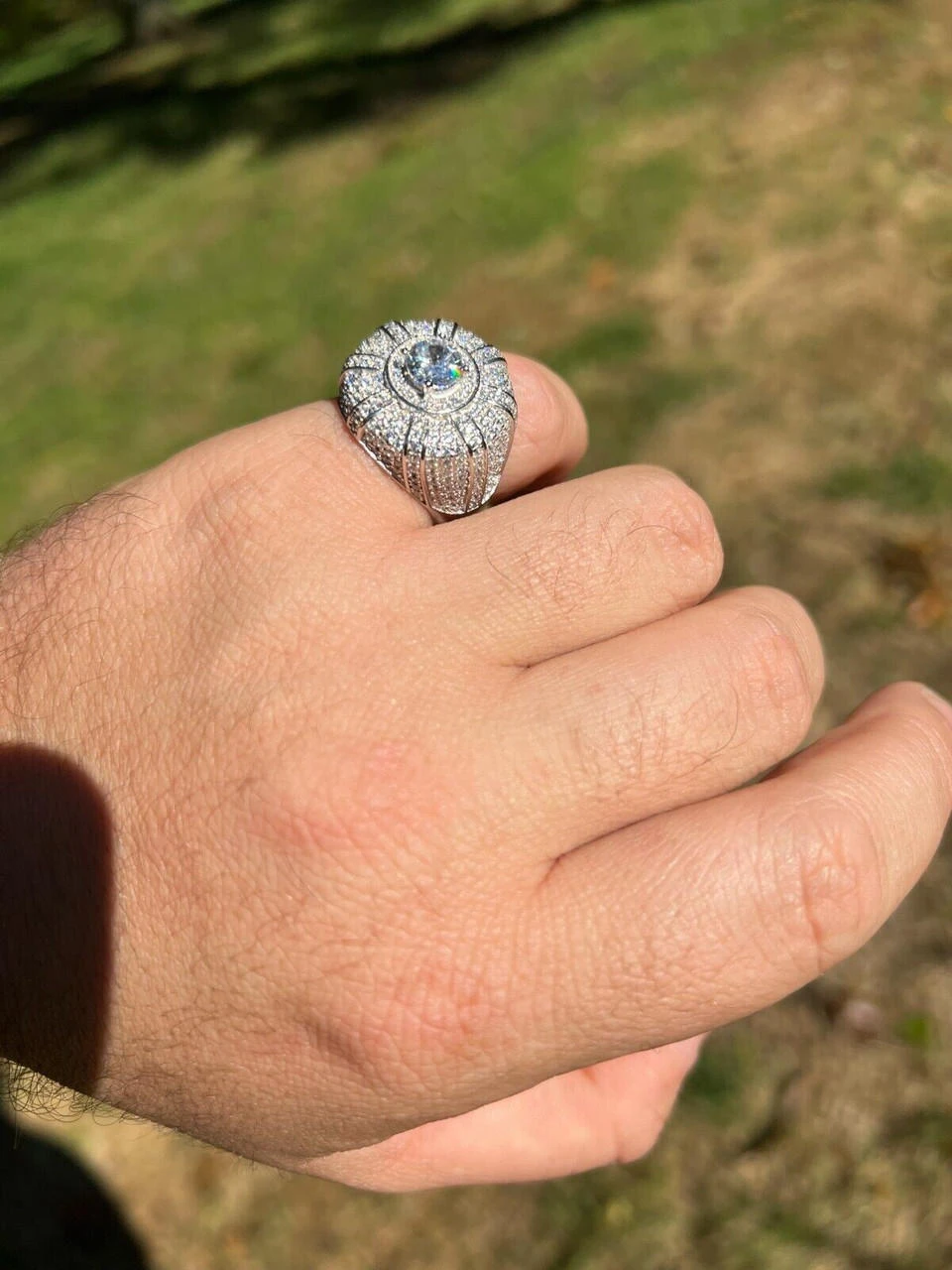 Mens Real Solid 925 Sterling Silver Iced CZ Solitaire Crown Pinky Ring Hip Hop 4 Mens Real Solid 925 Sterling Silver Iced CZ Solitaire Crown Pinky Ring Hip Hop - Image 2