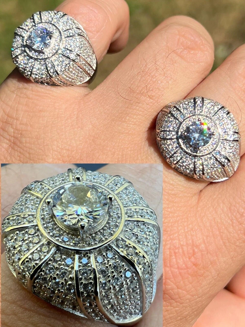 Mens Real Solid 925 Sterling Silver Iced CZ Solitaire Crown Pinky Ring Hip Hop 9 Mens Real Solid 925 Sterling Silver Iced CZ Solitaire Crown Pinky Ring Hip Hop - Image 7