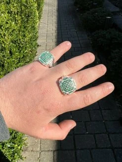 Mens Real Solid 925 Sterling Silver Iced Green Emerald Ring Hip Hop Pinky 7-13 -Harlem Bling Shop harlembling mens real solid 925 sterling silver iced green emerald ring hip hop pinky 7 13 16744.1664357042