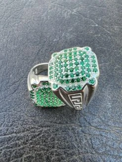 Mens Real Solid 925 Sterling Silver Iced Green Emerald Ring Hip Hop Pinky 7-13 -Harlem Bling Shop harlembling mens real solid 925 sterling silver iced green emerald ring hip hop pinky 7 13 16749.1664358491