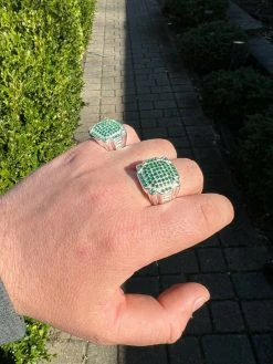 Mens Real Solid 925 Sterling Silver Iced Green Emerald Ring Hip Hop Pinky 7-13 -Harlem Bling Shop harlembling mens real solid 925 sterling silver iced green emerald ring hip hop pinky 7 13 42095.1664358350