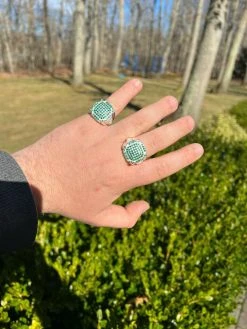 Mens Real Solid 925 Sterling Silver Iced Green Emerald Ring Hip Hop Pinky 7-13 -Harlem Bling Shop harlembling mens real solid 925 sterling silver iced green emerald ring hip hop pinky 7 13 48982.1664357780