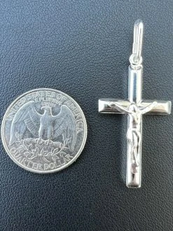 Men’s REAL Solid 925 Sterling Silver Jesus On Cross Crucifix Necklace Pendant
