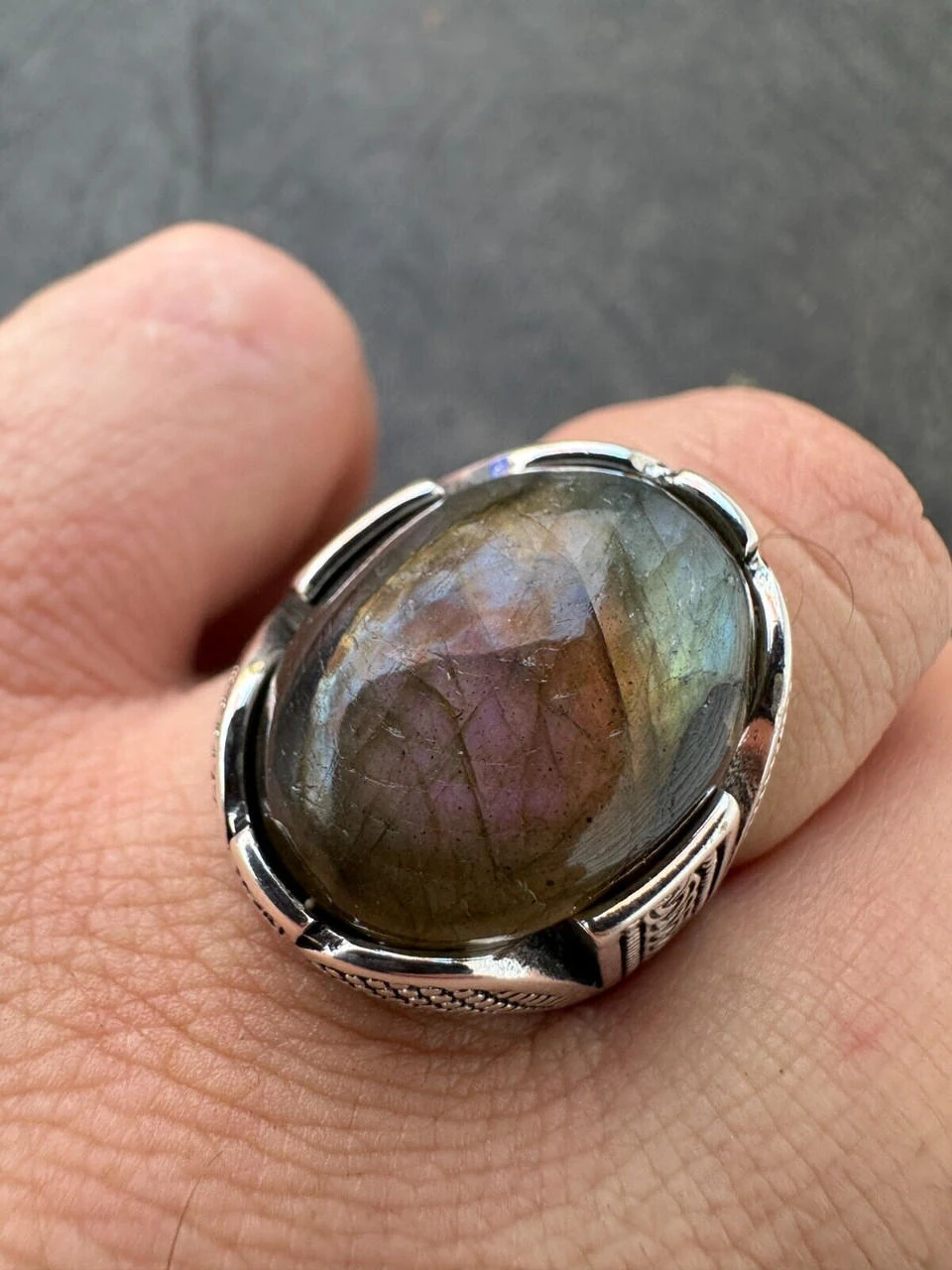 Mens Real Solid 925 Sterling Silver Labradorite Natural Gemstone Ring Sizes 6-13 10 Mens Real Solid 925 Sterling Silver Labradorite Natural Gemstone Ring Sizes 6-13 - Image 8