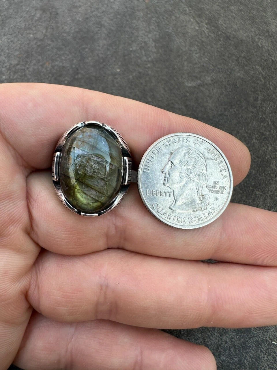 Mens Real Solid 925 Sterling Silver Labradorite Natural Gemstone Ring Sizes 6-13 8 Mens Real Solid 925 Sterling Silver Labradorite Natural Gemstone Ring Sizes 6-13 - Image 6