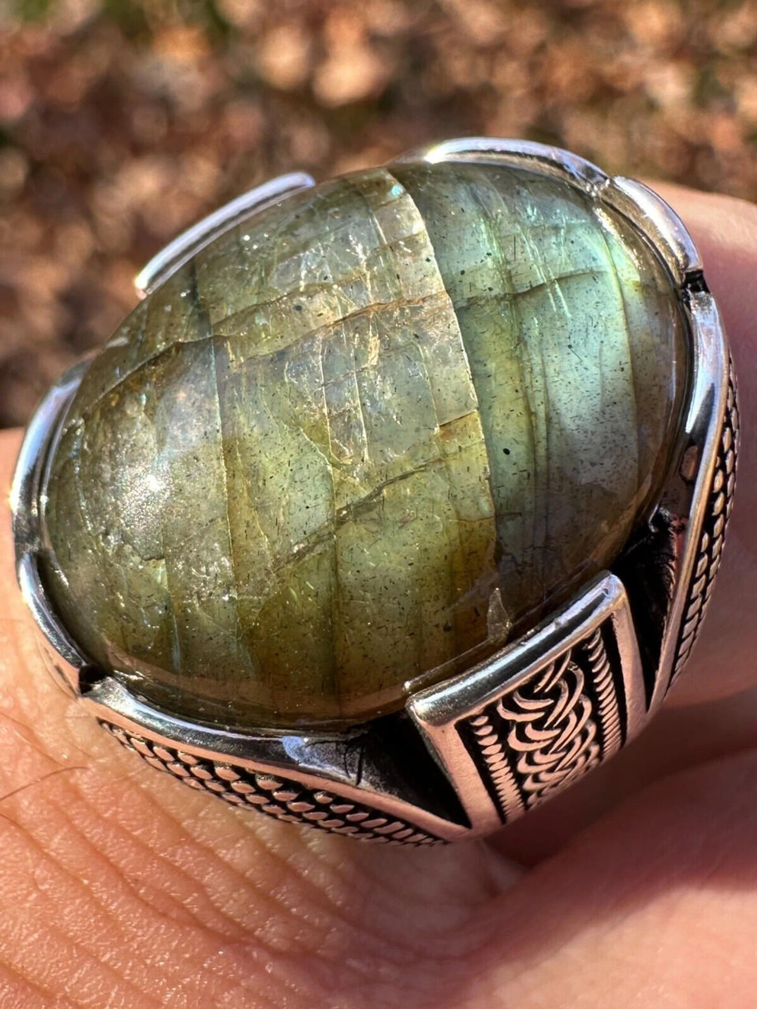 Mens Real Solid 925 Sterling Silver Labradorite Natural Gemstone Ring Sizes 6-13 3 Mens Real Solid 925 Sterling Silver Labradorite Natural Gemstone Ring Sizes 6-13