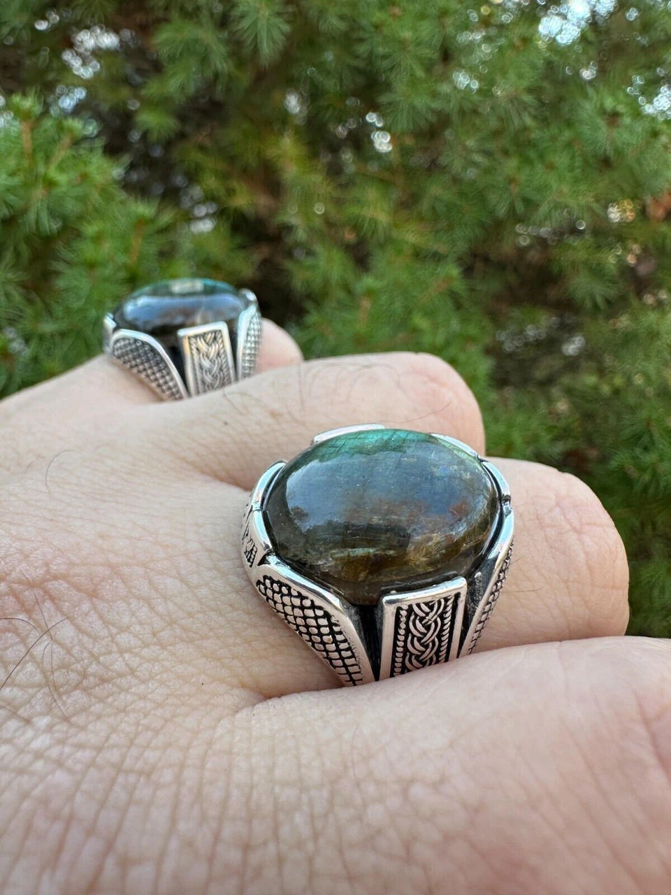 Mens Real Solid 925 Sterling Silver Labradorite Natural Gemstone Ring Sizes 6-13 21 Mens Real Solid 925 Sterling Silver Labradorite Natural Gemstone Ring Sizes 6-13 - Image 19