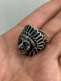 Mens Real Solid 925 Sterling Silver Large Indian Head Chief Biker Ring Sz 7-13 -Harlem Bling Shop harlembling mens real solid 925 sterling silver large indian head chief biker ring sz 7 13 34932.1664387499