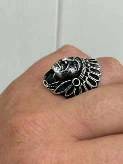 Mens Real Solid 925 Sterling Silver Large Indian Head Chief Biker Ring Sz 7-13 -Harlem Bling Shop harlembling mens real solid 925 sterling silver large indian head chief biker ring sz 7 13 79391.1664398011