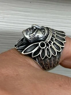 Mens Real Solid 925 Sterling Silver Large Indian Head Chief Biker Ring Sz 7-13 -Harlem Bling Shop harlembling mens real solid 925 sterling silver large indian head chief biker ring sz 7 13 84398.1664390688