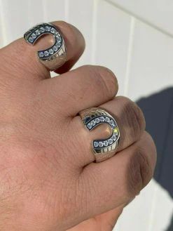 Men's Real Solid 925 Sterling Silver Lucky Horseshoe Ring Iced Sizes 7-13 Pinky -Harlem Bling Shop harlembling mens real solid 925 sterling silver lucky horseshoe ring iced sizes 7 13 pinky 28824.1664396899