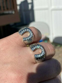 Men's Real Solid 925 Sterling Silver Lucky Horseshoe Ring Iced Sizes 7-13 Pinky -Harlem Bling Shop harlembling mens real solid 925 sterling silver lucky horseshoe ring iced sizes 7 13 pinky 71730.1664395689