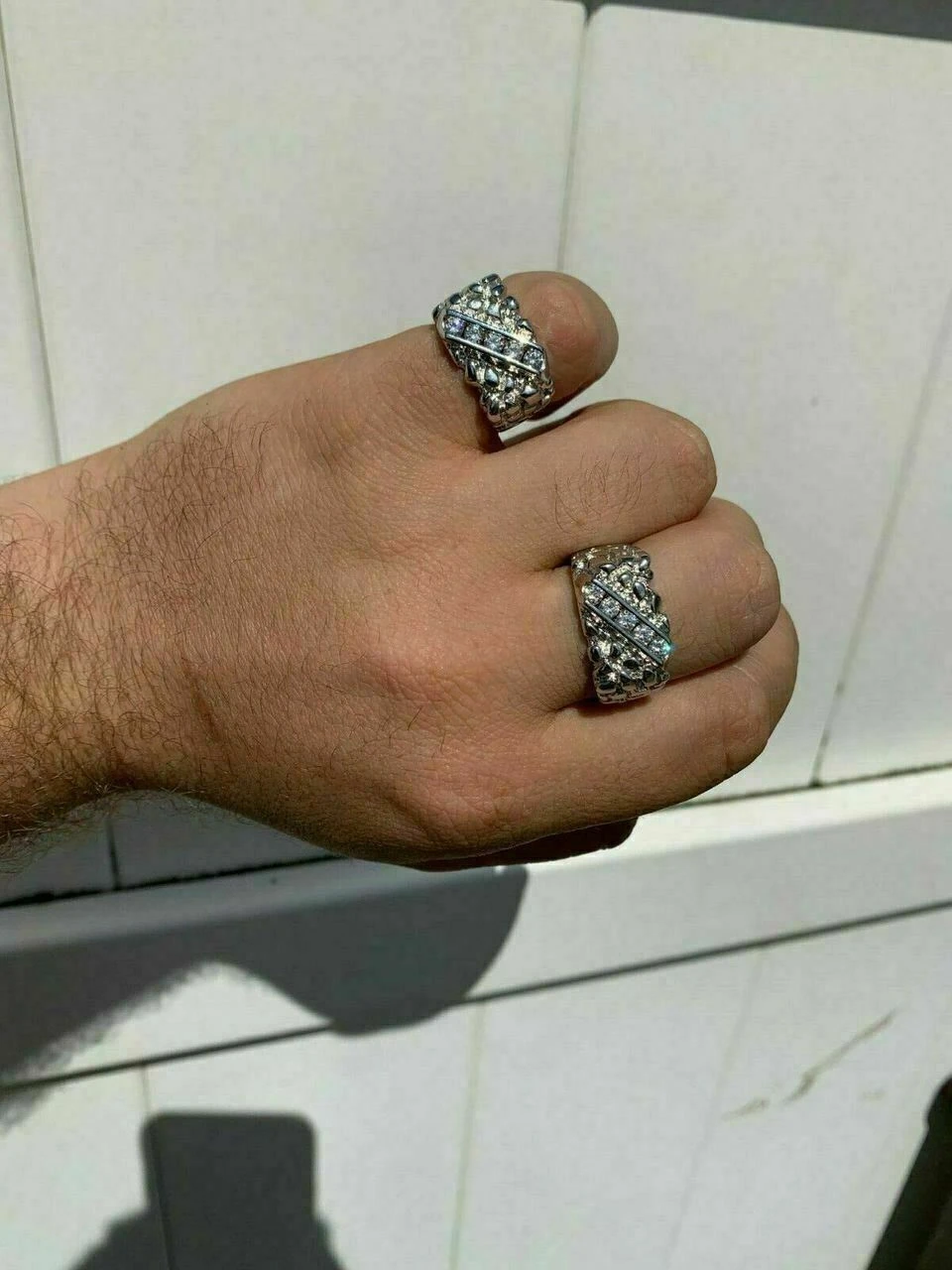 Mens REAL Solid 925 Sterling Silver MOISSANITE Nugget Ring Sz 7-13 Pinky Iced 12 Mens REAL Solid 925 Sterling Silver MOISSANITE Nugget Ring Sz 7-13 Pinky Iced - Image 10