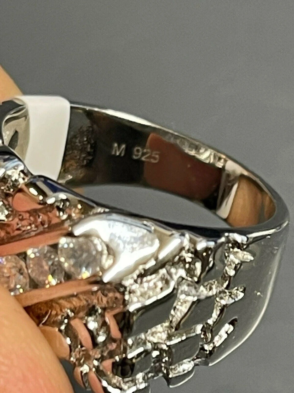 Mens REAL Solid 925 Sterling Silver MOISSANITE Nugget Ring Sz 7-13 Pinky Iced 14 Mens REAL Solid 925 Sterling Silver MOISSANITE Nugget Ring Sz 7-13 Pinky Iced - Image 12