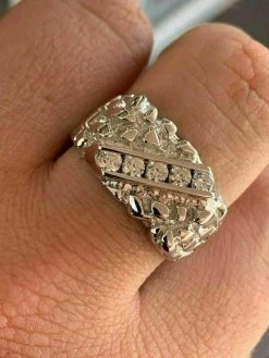 Mens REAL Solid 925 Sterling Silver MOISSANITE Nugget Ring Sz 7-13 Pinky Iced 19 Mens REAL Solid 925 Sterling Silver MOISSANITE Nugget Ring Sz 7-13 Pinky Iced -Harlem Bling Shop harlembling mens real solid 925 sterling silver moissanite nugget ring sz 7 13 pinky iced 93225.1664394100